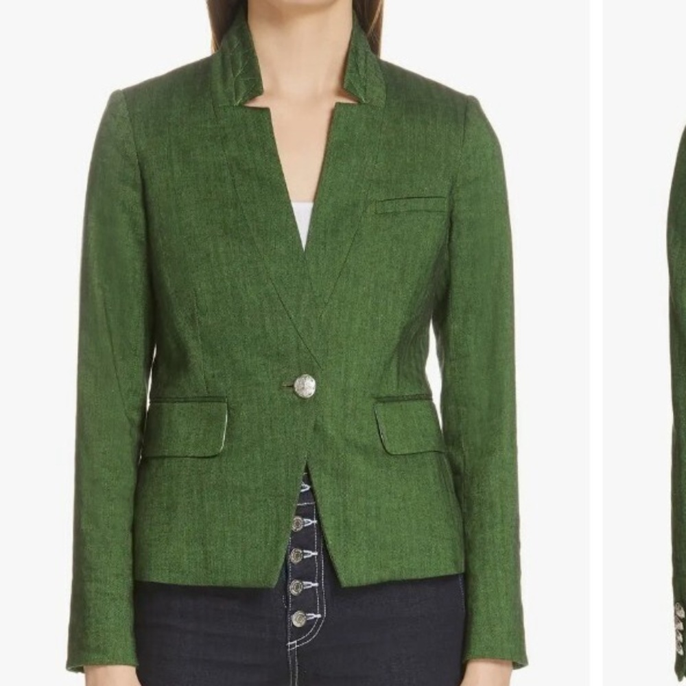 Veronica Beard Green Blazer with Fitted Silhouette
